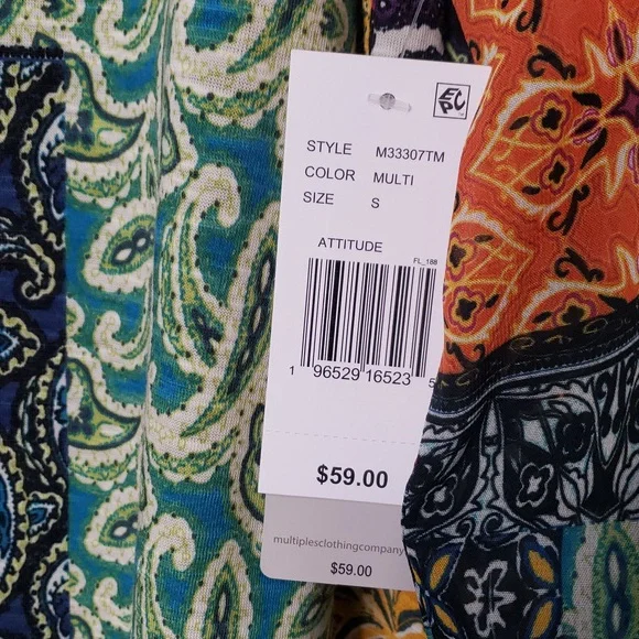 NWT Multiples Colorful Patchwork Women's Top Size Small - Picture 8 of 8